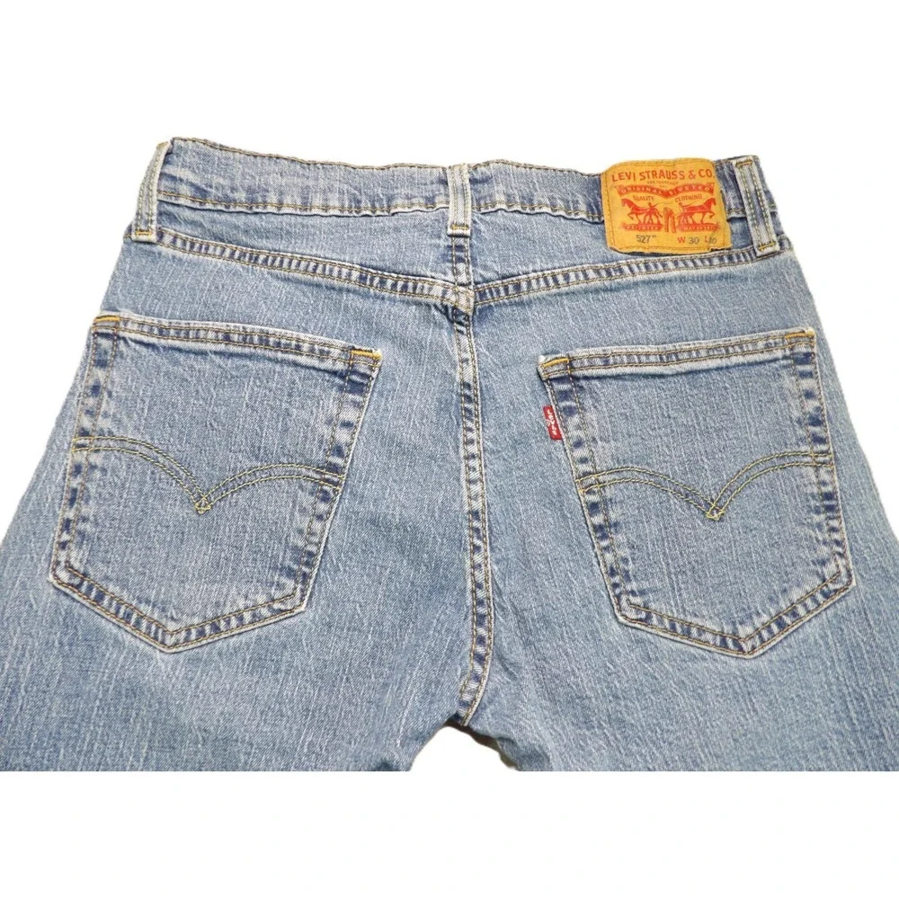 Levis 527 Slim Bootcut Jeans Men 30x30 Blue Denim Light Wash Red Tab Casual Work